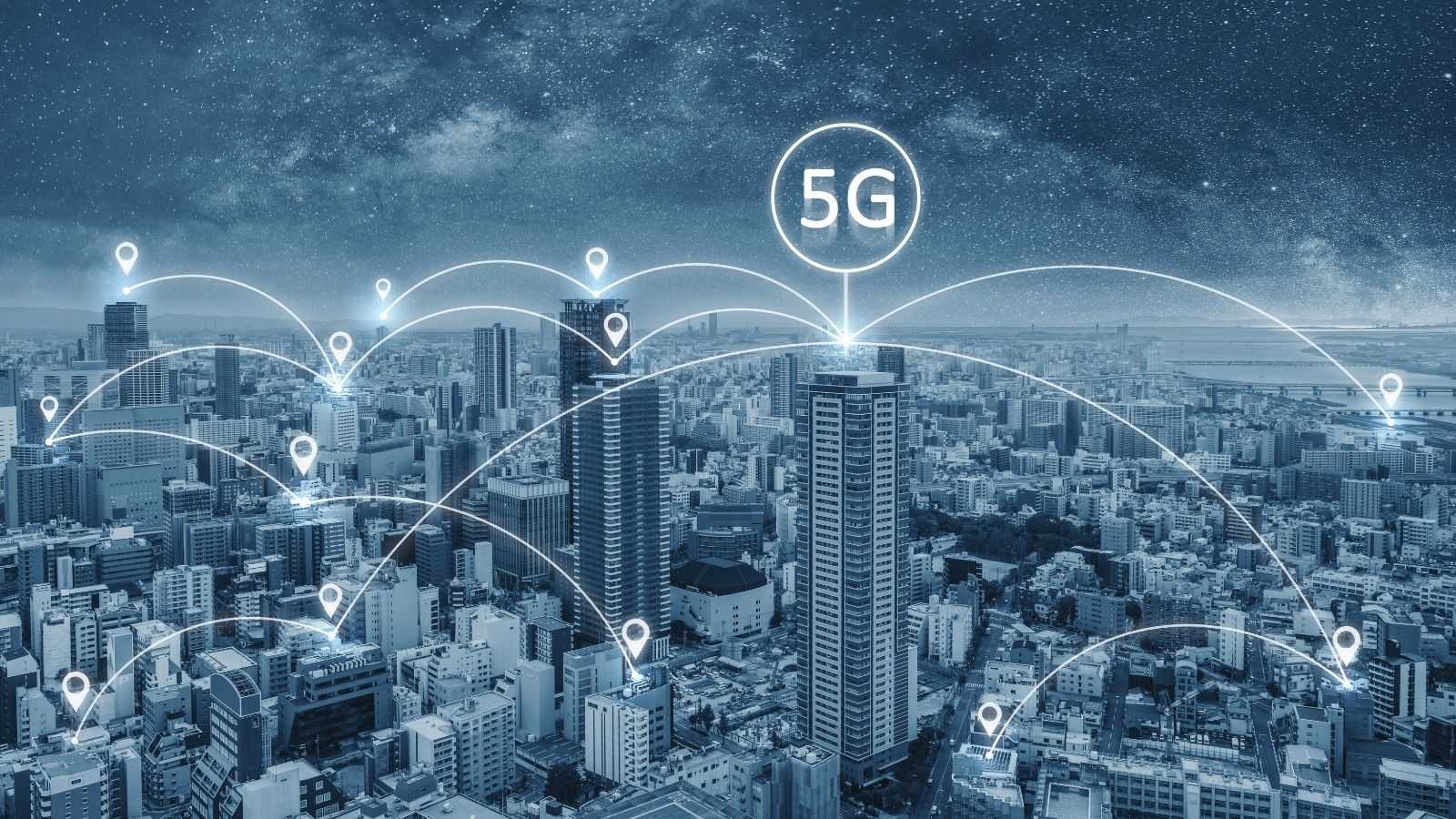 Points on the city map that are connected by the 5G network