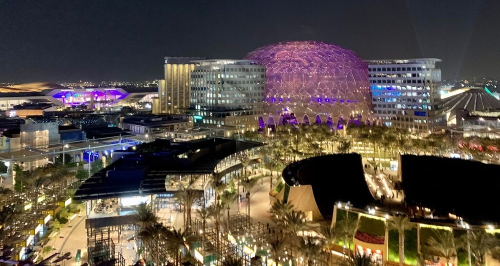 Illuminated city at night