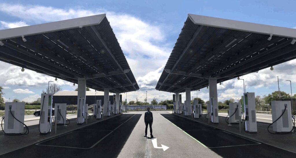 Electric car charging station.