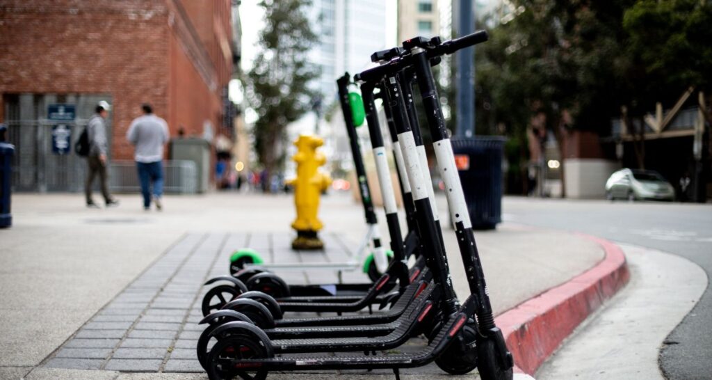 City scooters in public space