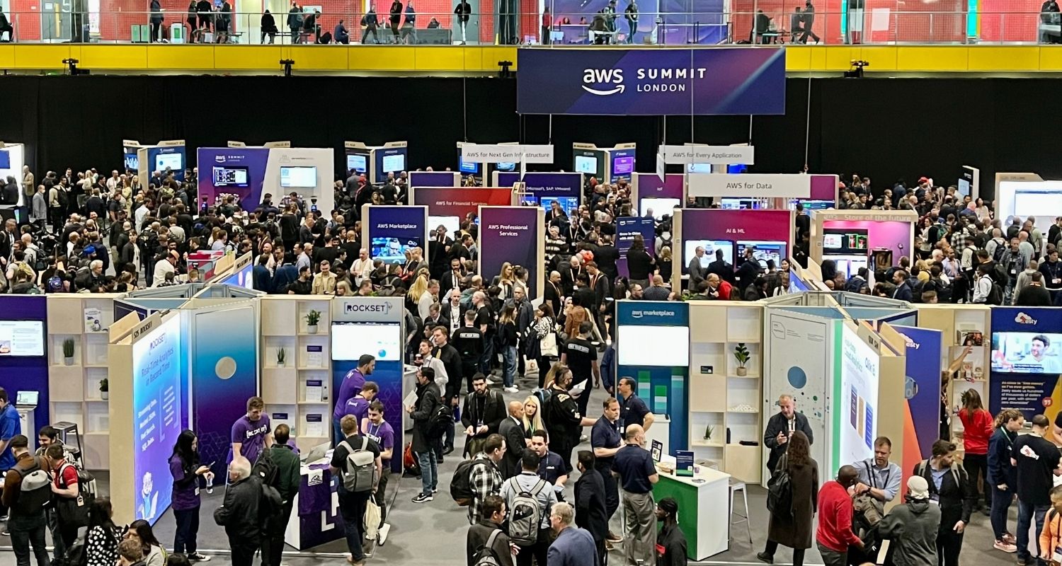 Crowd of people at technology fair