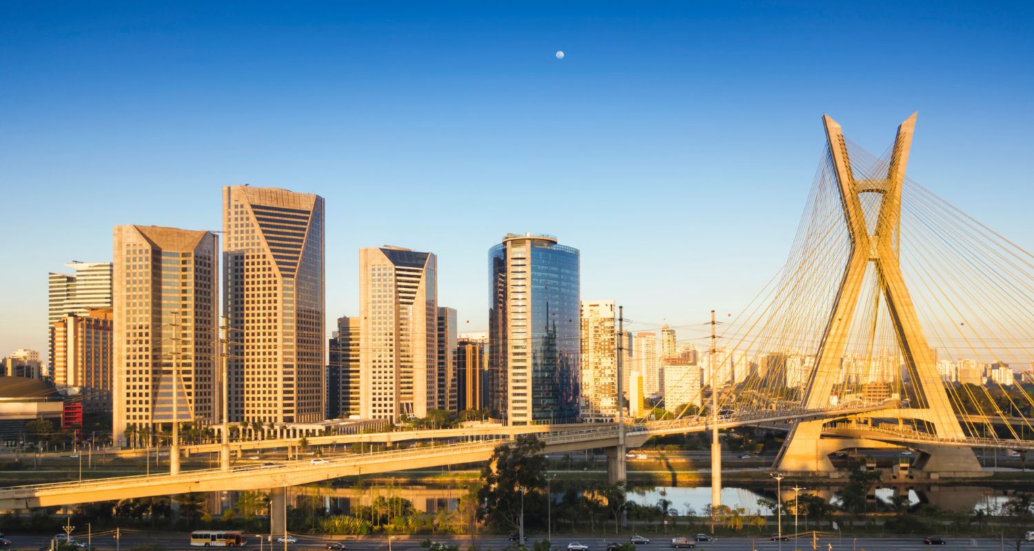 Brazilian city center with bridge and skyscrapers view