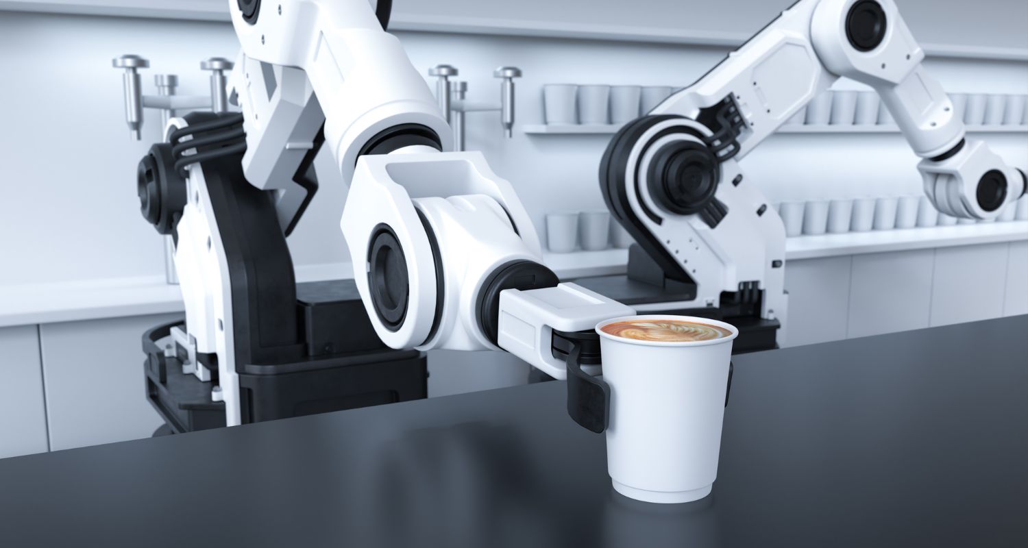 Robotic arm serving coffee